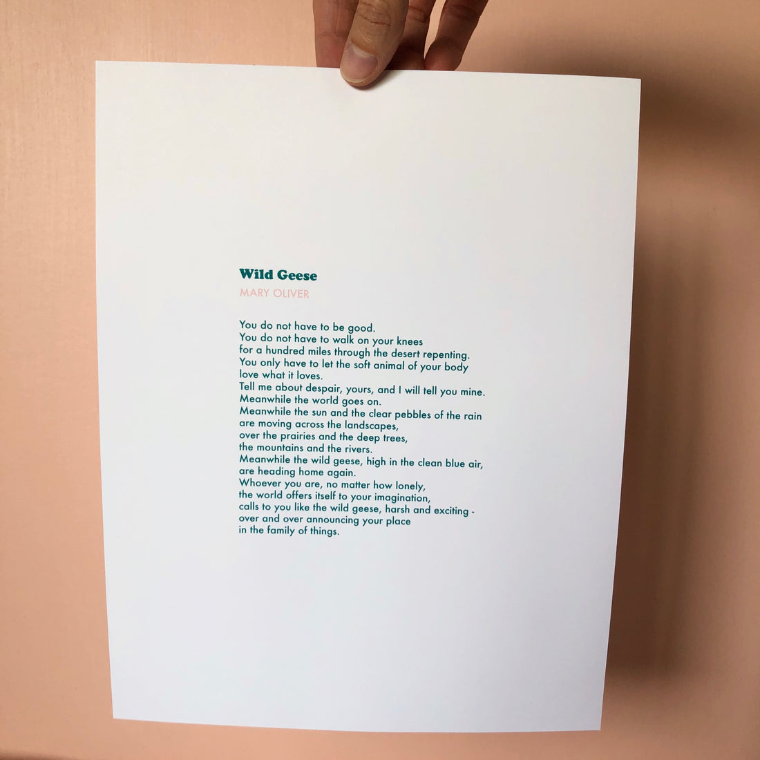 Wild Geese by Mary Oliver - Free Printout