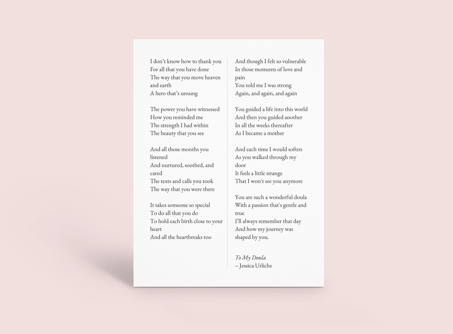 To My Doula - Jessica Urlichs + Hey Weegs