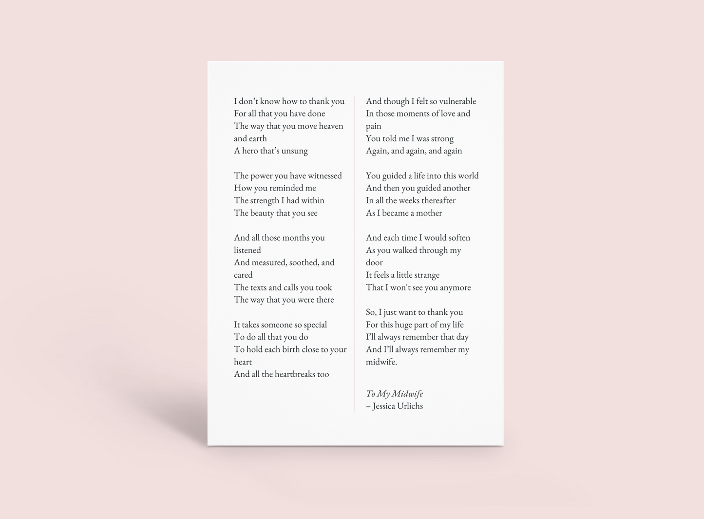 To My Midwife - Jessica Urlichs + Hey Weegs