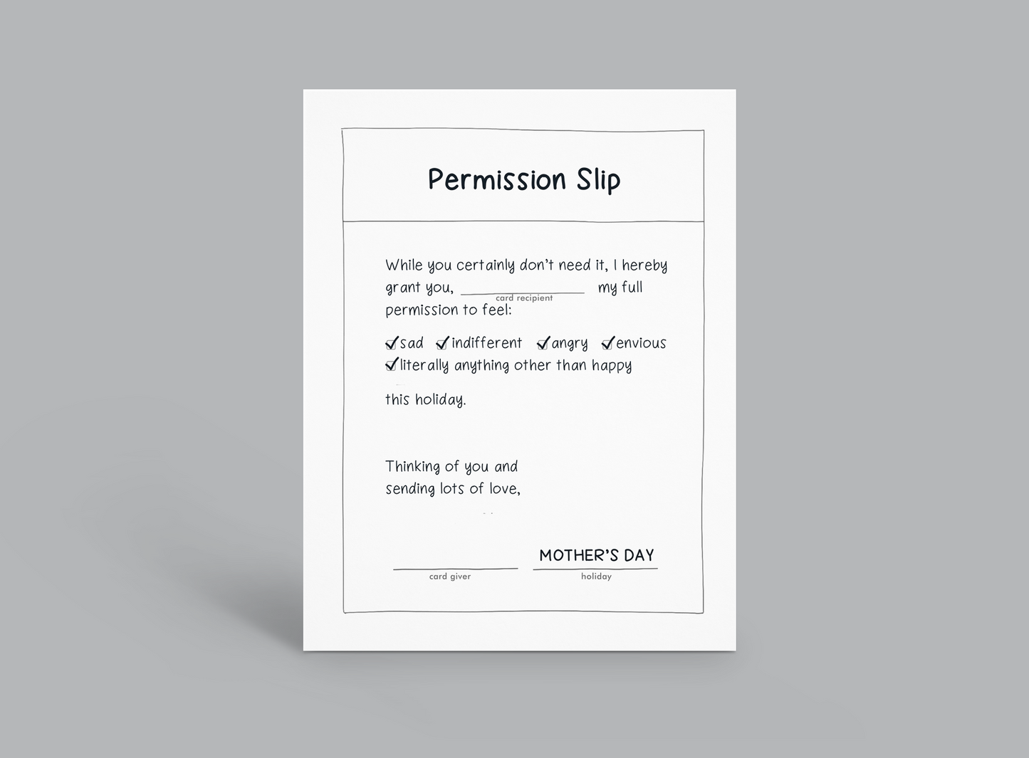 Mother's Day - Permission Slip